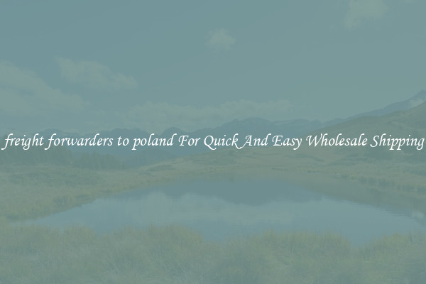 freight forwarders to poland For Quick And Easy Wholesale Shipping