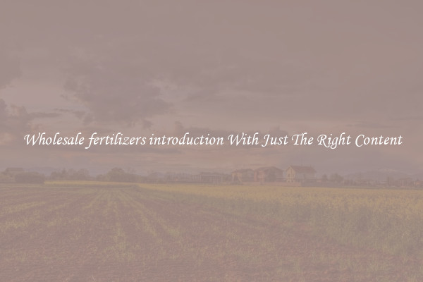 Wholesale fertilizers introduction With Just The Right Content